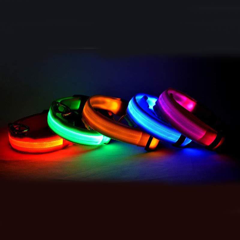 Nylon LED Pet Dog Luminous Collar Night Safety Flashing Glow in Dark Dog Cat Leash Adjustable Pet Supplies - Xmaker