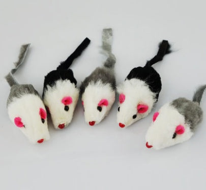 Cat toy cat fake mouse toy tiantian cat rabbit skin mouse (5 packs) funny cat toy - Xmaker