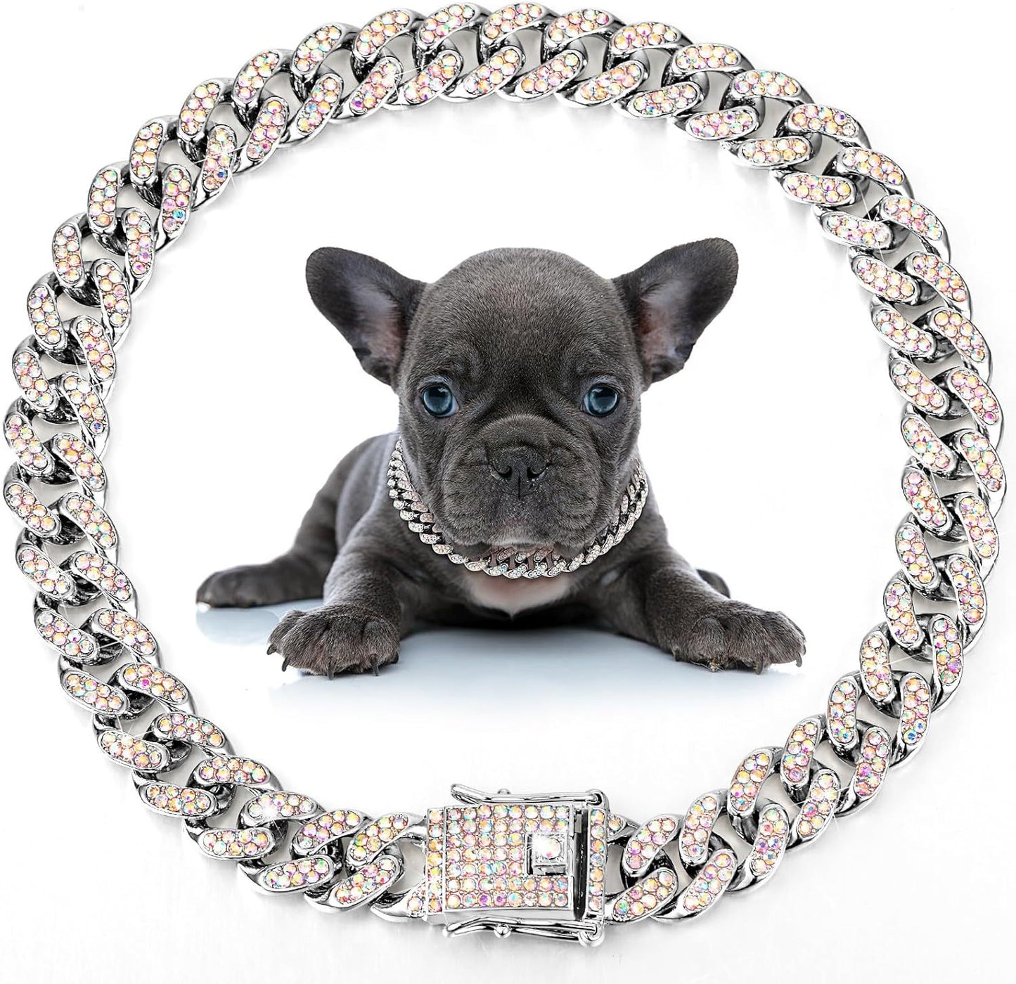 Dog Necklace Metal Cat Chain Pet Crystal Collar Jewelry Accessories For Small Medium Large Dogs Cats - Xmaker