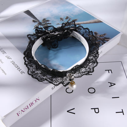 Pet cat bell black and white lace wedding ring - Xmaker