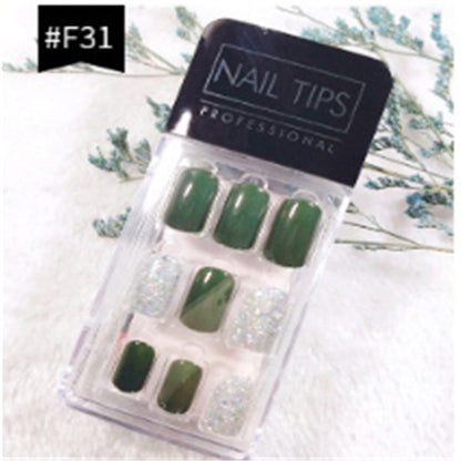 Press on False Nails with Gems Medium Length