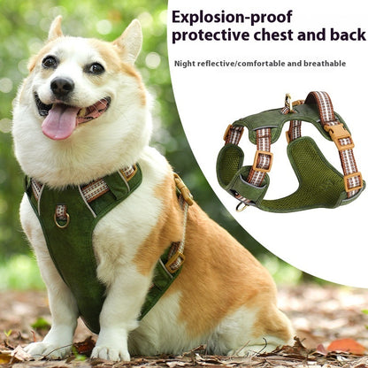 Explosion-proof Reflective Retro Leather Pet Harness - Xmaker