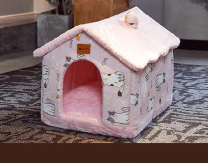 Foldable Dog House Pet Cat Bed Winter Dog Villa Sleep Kennel Removable Nest Warm Enclosed Cave Sofa Pets Supplies - Xmaker