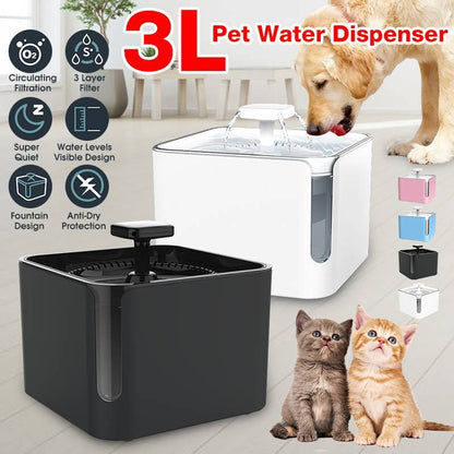 3L USB Automatic Pet Cat Dog Feeder Drinking Fountain Cats Water Fountain 360 Degree Circulating Filtration Water Dispenser Pond - Xmaker