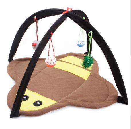 Cartoon Cat Play Tent Multifunctional Cat Hammocks Kitten Sleep Bed Foldable Cat Mat with Balls Cat Play House Toy - Xmaker