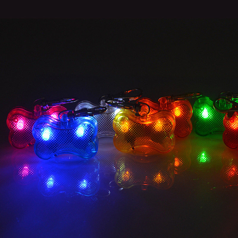 LED Dog Bone Shape ID Tag Pet Safety Collar Pendant - Xmaker