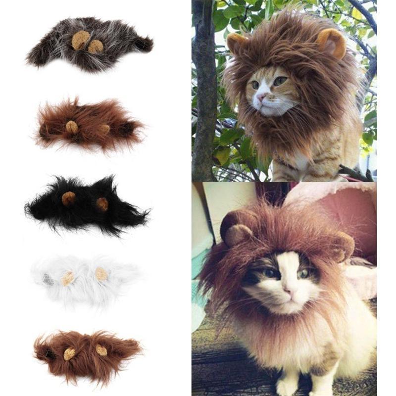 Funny Pet Hat For Small Dogs Cats Hat Emulation Lion Hair Mane Ears Head Cap Scarf Pet Halloween Festival Costume - Xmaker