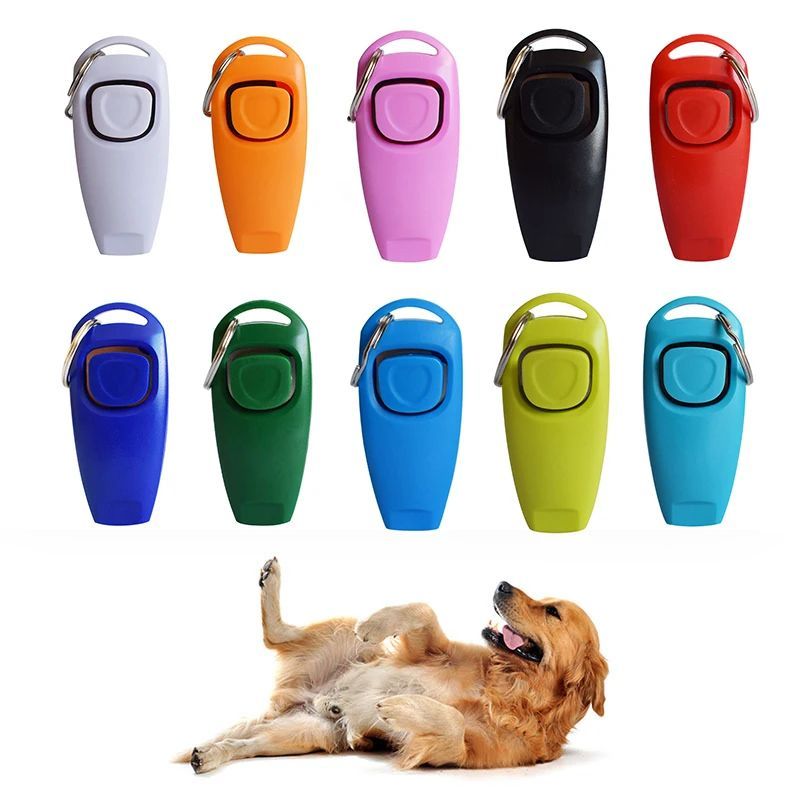 Combo Dog Clicker Whistle - Training Pet Trainer Click Puppy With Guide With Key Ring - Xmaker