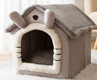 Foldable Dog House Pet Cat Bed Winter Dog Villa Sleep Kennel Removable Nest Warm Enclosed Cave Sofa Pets Supplies - Xmaker