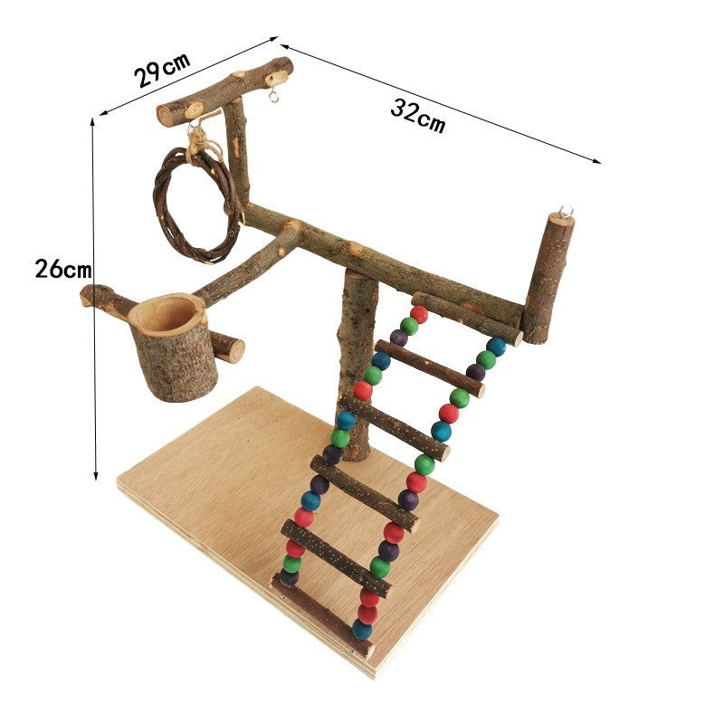 Solid Wood Parrot Station Frame Training Bird Shelf Parrot Toys - Xmaker