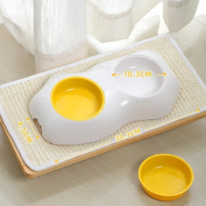 Egg-shaped Pet Bowl Drinking Water Single Bowl Double Bowl Dog Bowls Cute Pet Feeding Bowl Egg Yolk Shaped Food And Water Elevated Bowl Feeder - Xmaker