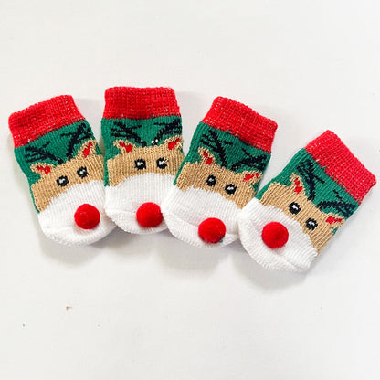 Christmas Pet Dog Socks Santa Claus Elk - Xmaker