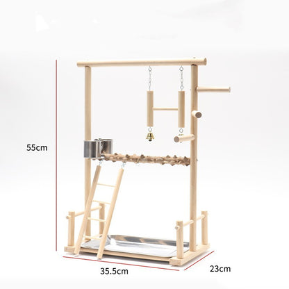 Bird Playground Interactive Platform Stand Pole Solid Wood Frame - Xmaker