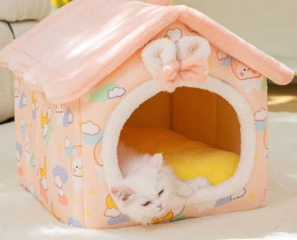 Foldable Dog House Pet Cat Bed Winter Dog Villa Sleep Kennel Removable Nest Warm Enclosed Cave Sofa Pets Supplies - Xmaker