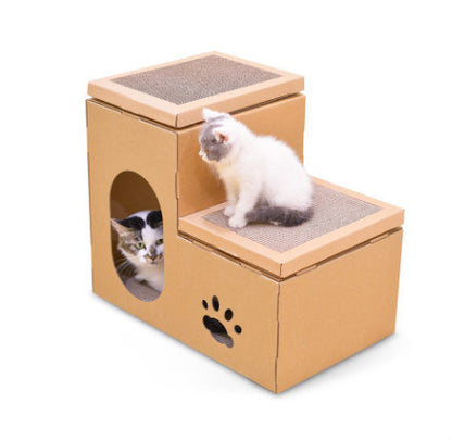 Cat House Double Ladder Cat Claw Disc Grinding Disc Free Catnip Toys - Xmaker