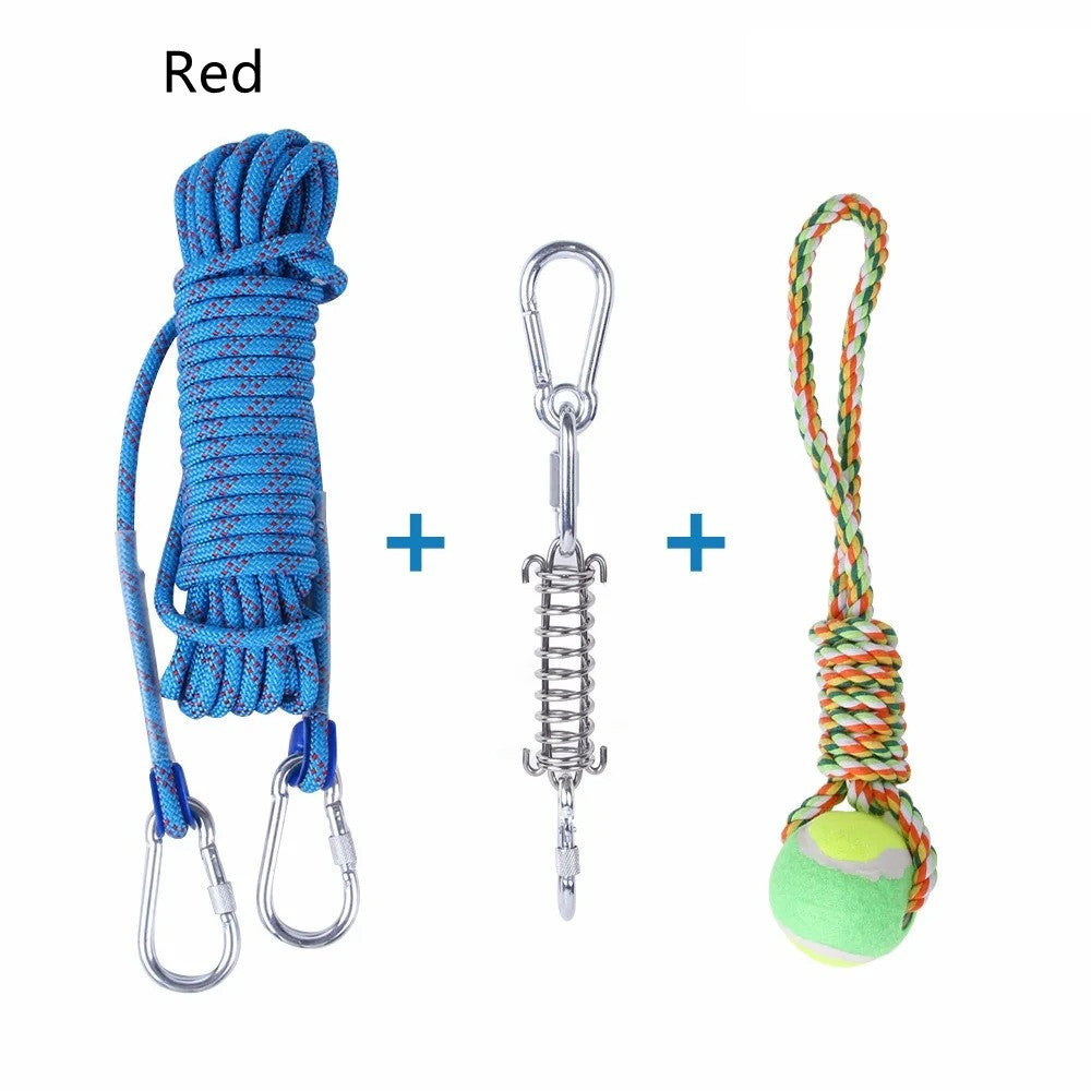 Outdoor Funny Dog Toy Stainless Steel Spring Suspension Cotton String Households Outdoor Toy Training - Xmaker