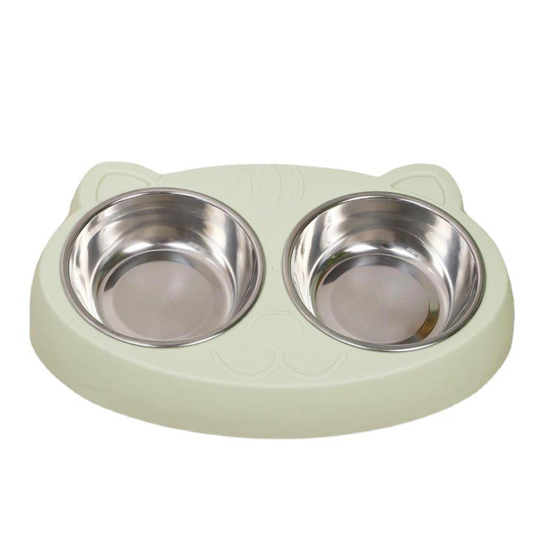 Pet Double Bowls, Stainless Steel Pet Food Bowl Water Bowl With No Spill Plastic Stand, Pet Feeding And Drinking Bowl For Indoor Cats And Dogs - Xmaker