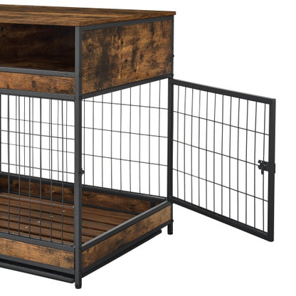 Furniture Dog Cage Double Door, Rustic Brown - Xmaker