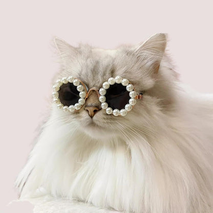 Cat And Dog Pearl Sunglasses - Pet Extravagant Funny Cute Dress Up Costume Accessories For Party - Xmaker