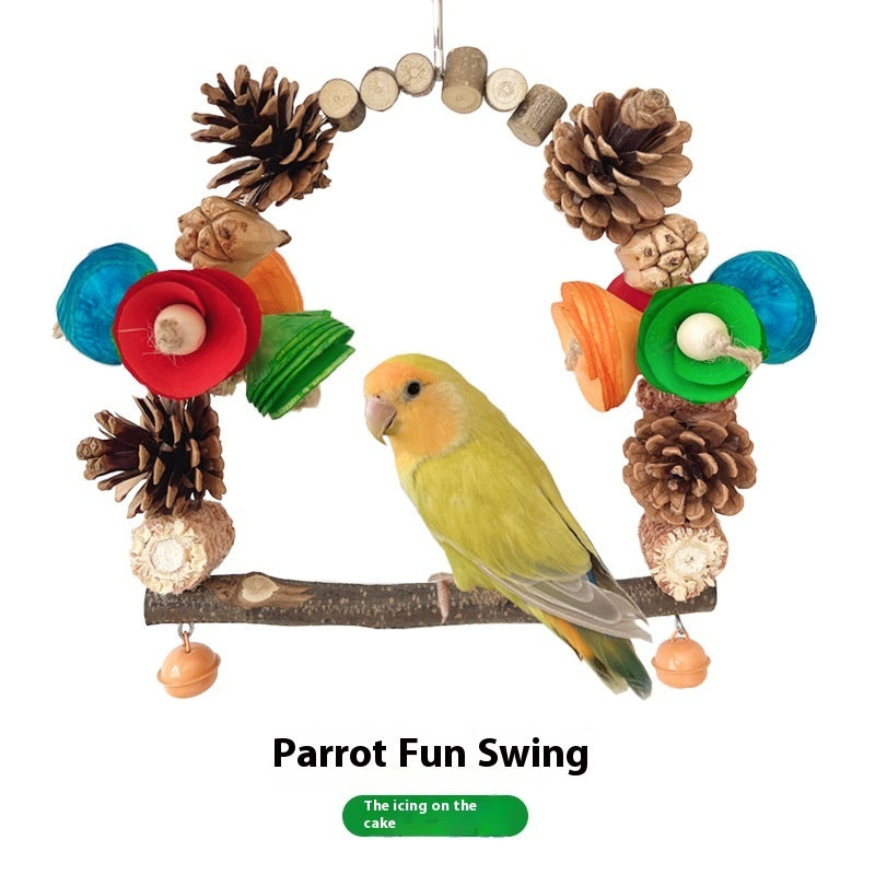 Parrot Swing Pine Nut Grinding Mouth Grinding Claw Log Bird Stand Rod Color Decoration - Xmaker