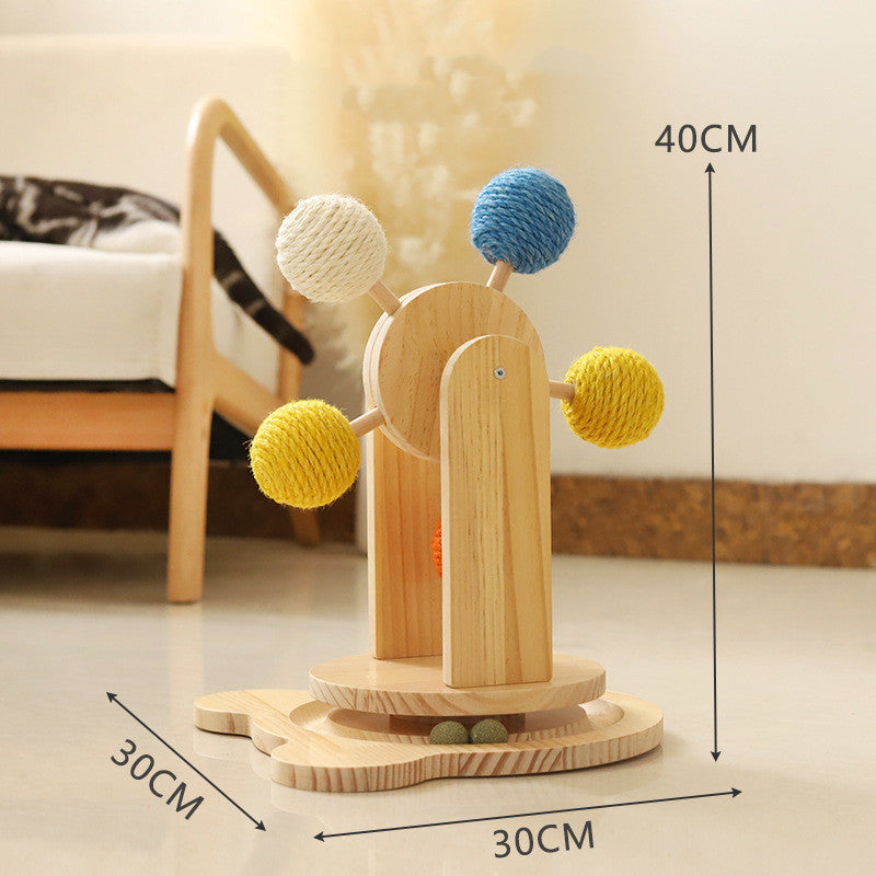 Solid Wood Rotary Table Cat Scratch Board Sisal Hemp Pet Products - Xmaker