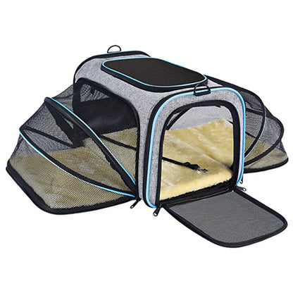 Carrier For Cat Pet Airline Approved Expandable Foldable Soft Dog Carrier Opened Doors Reflective Tapes Cat Travel Bag - Xmaker