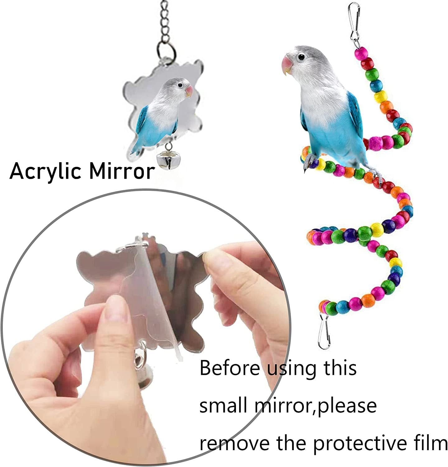 7PCs Parrot Toys Bird Cage Accessories - Xmaker