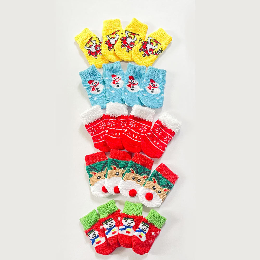 Christmas Pet Dog Socks Santa Claus Elk - Xmaker