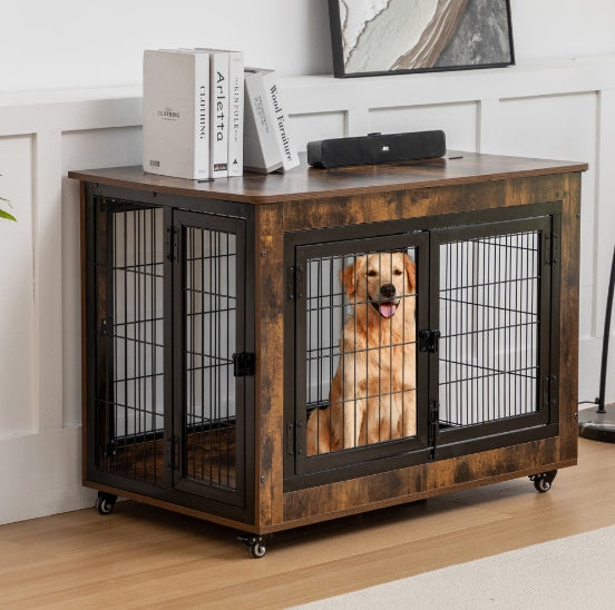 38in Dog Crate Furniture, Large Dog Kennel - Xmaker