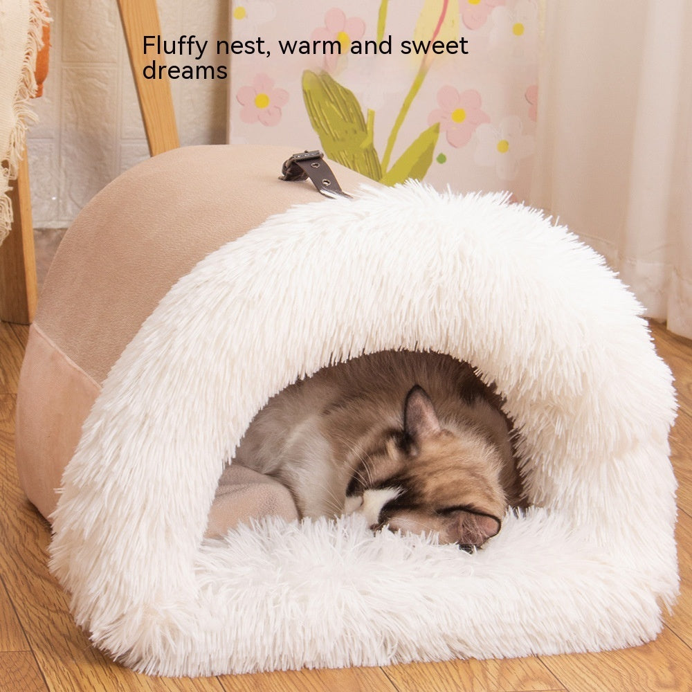 Splice Portable Pet Nest Portable Autumn And Winter Warm Dog Nest Moisture-proof Long Fur Cat Nest - Xmaker