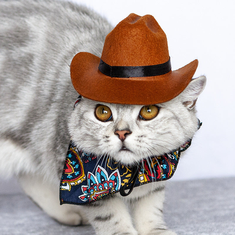 Pet Cat Western Straw Cowboy Hat - Xmaker