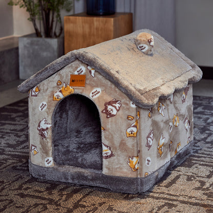 Foldable Dog House Pet Cat Bed Winter Dog Villa Sleep Kennel Removable Nest Warm Enclosed Cave Sofa Pets Supplies - Xmaker