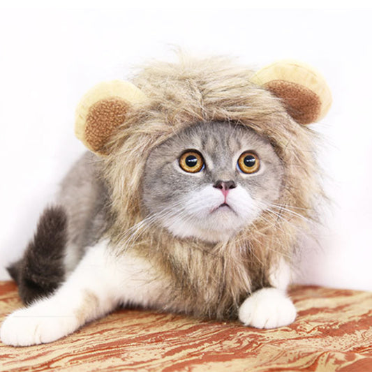 Funny Pet Hat For Small Dogs Cats Hat Emulation Lion Hair Mane Ears Head Cap Scarf Pet Halloween Festival Costume - Xmaker