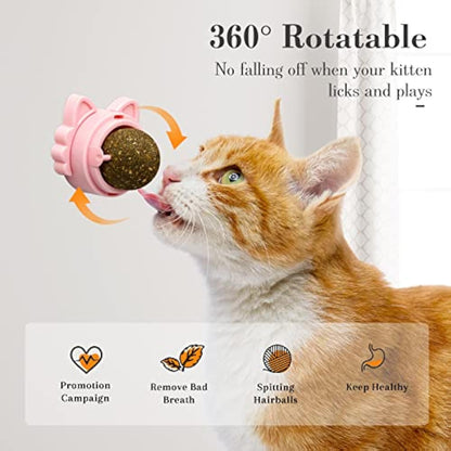 Catnip Balls That Stick On Wall Catnip Balls For Cat Catnip Toys For Cats Healthy Kitty Teeth Cleaning Dental Chew Toys Cat Wall Treats - Xmaker