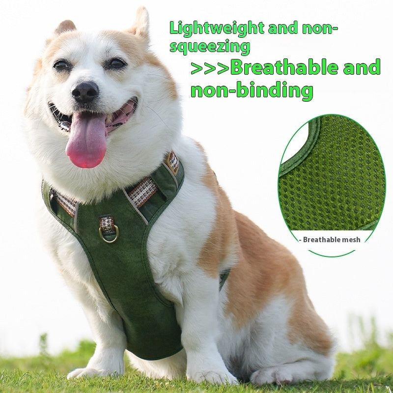 Explosion-proof Reflective Retro Leather Pet Harness - Xmaker