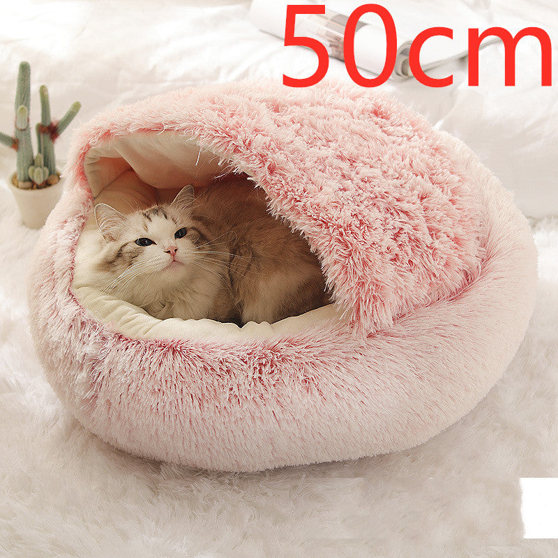 2 In 1 Dog And Cat Bed Pet Winter Bed Round Plush Warm Bed House Soft Long Plush Pets Bed Pet - Xmaker