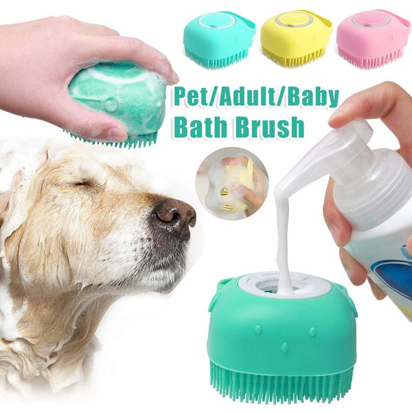 Silicone Dog Bath Massage Gloves Brush Pet Cat Bathroom Cleaning Tool Comb Brush For Dog Can Pour Shampoo Dog Grooming Supplies - Xmaker