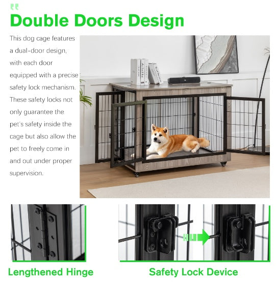 38in Dog Crate Furniture, Large Dog Kennel, - Xmaker