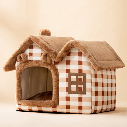 Foldable Dog House Pet Cat Bed Winter Dog Villa Sleep Kennel Removable Nest Warm Enclosed Cave Sofa Pets Supplies - Xmaker