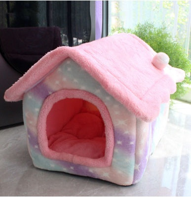 Foldable Dog House Pet Cat Bed Winter Dog Villa Sleep Kennel Removable Nest Warm Enclosed Cave Sofa Pets Supplies - Xmaker