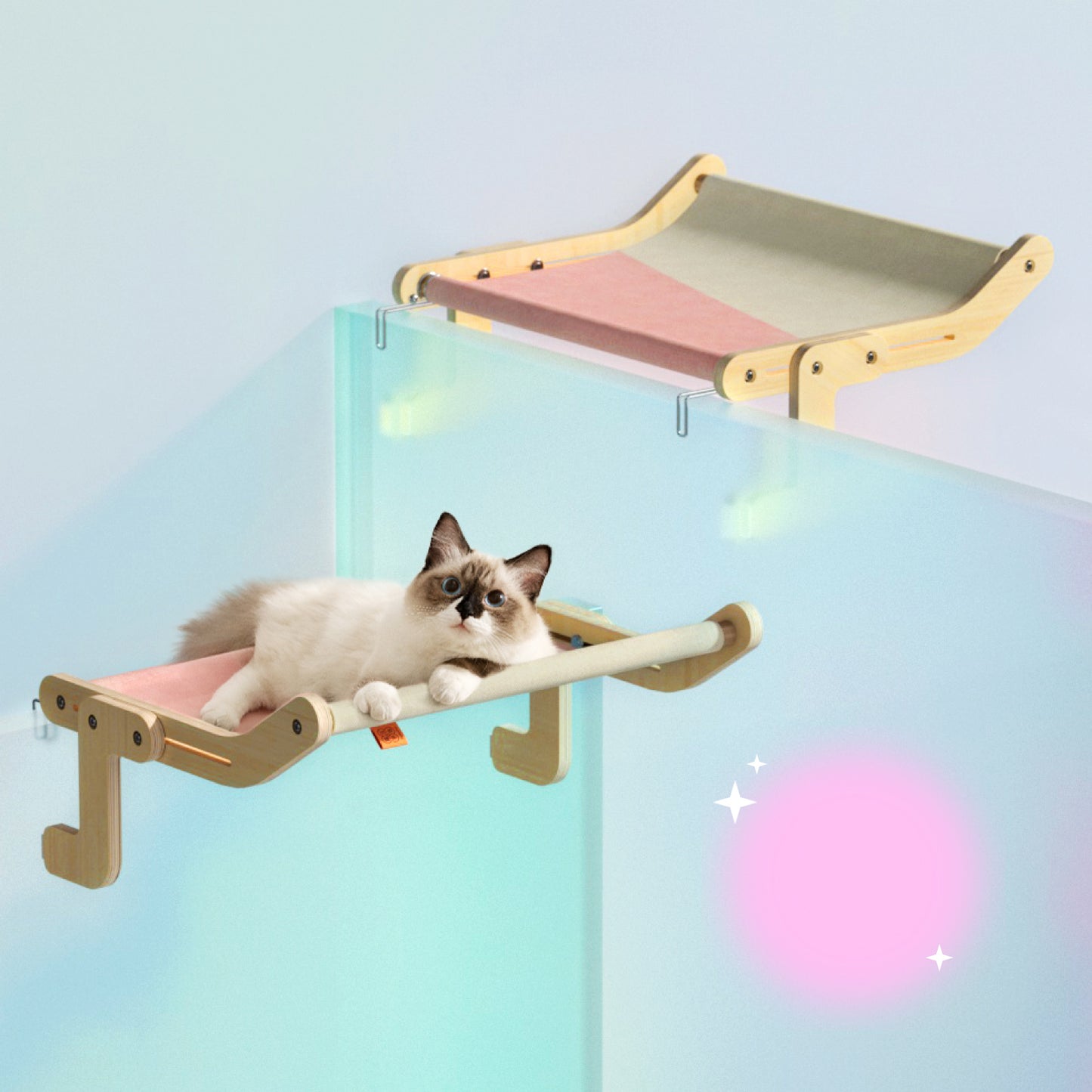 Pet Cat Window Perch 4 Color Wooden Assembly Hanging Bed Cotton Canvas - Xmaker