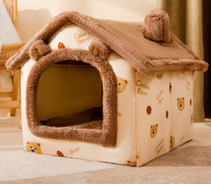 Foldable Dog House Pet Cat Bed Winter Dog Villa Sleep Kennel Removable Nest Warm Enclosed Cave Sofa Pets Supplies - Xmaker