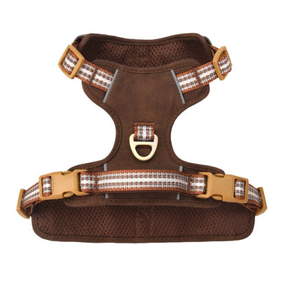 Explosion-proof Reflective Retro Leather Pet Harness - Xmaker