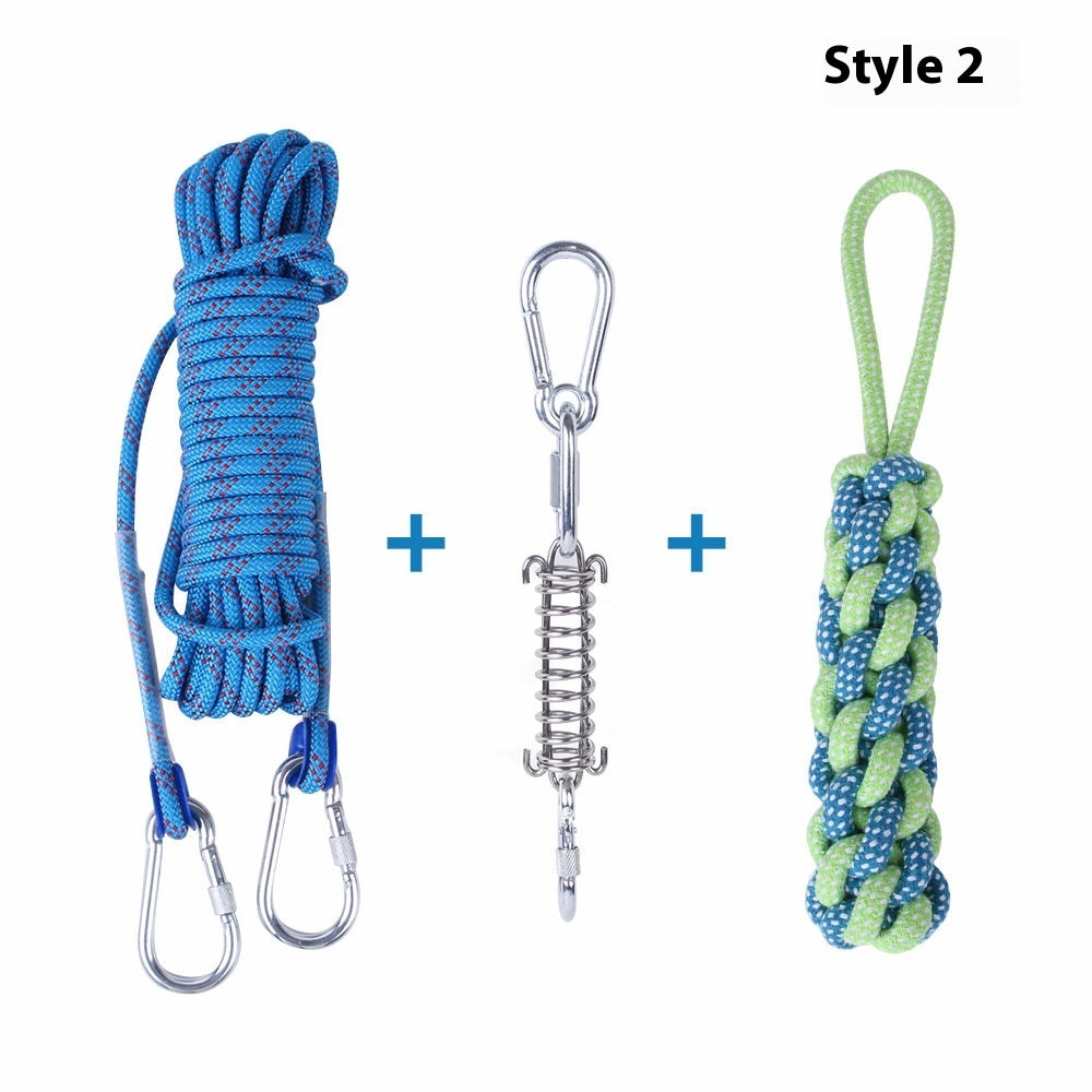 Outdoor Funny Dog Toy Stainless Steel Spring Suspension Cotton String Households Outdoor Toy Training - Xmaker