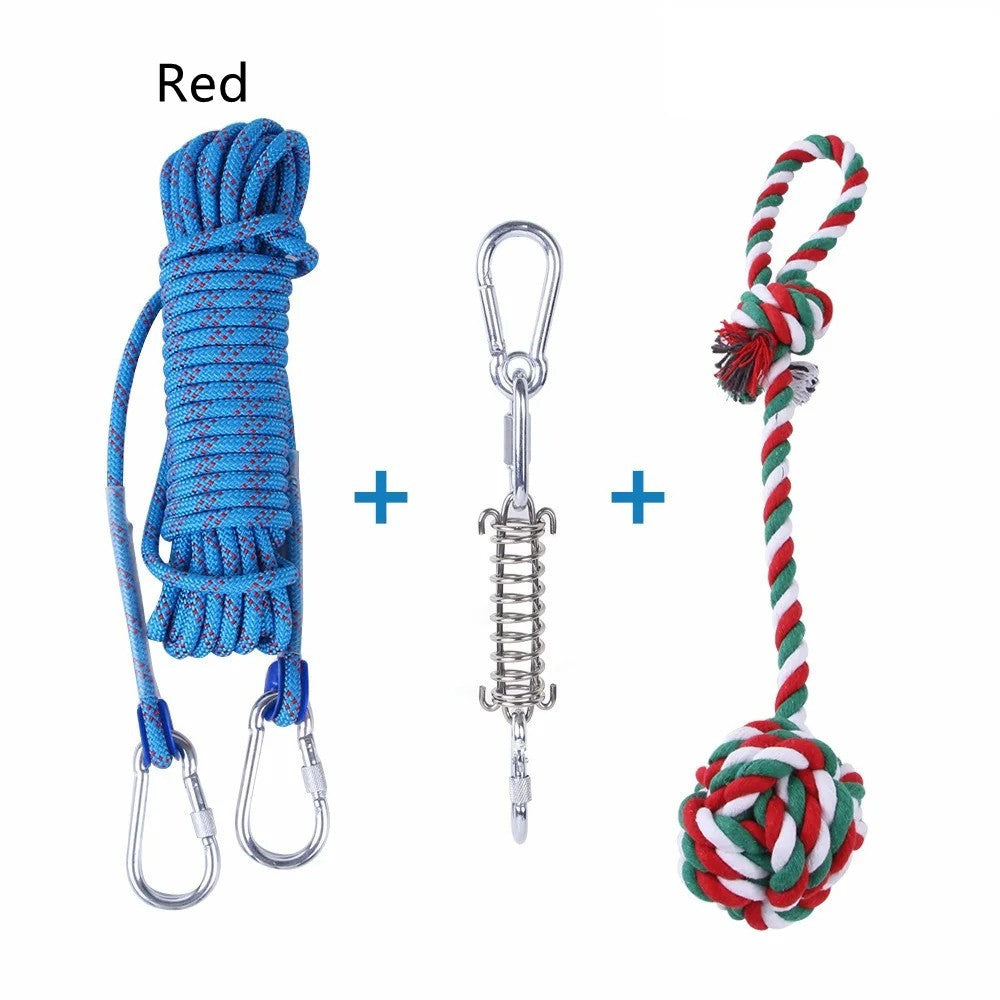 Outdoor Funny Dog Toy Stainless Steel Spring Suspension Cotton String Households Outdoor Toy Training - Xmaker