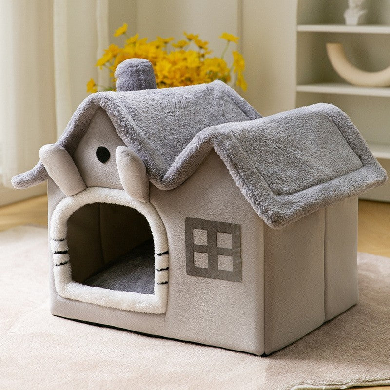 Foldable Dog House Pet Cat Bed Winter Dog Villa Sleep Kennel Removable Nest Warm Enclosed Cave Sofa Pets Supplies - Xmaker