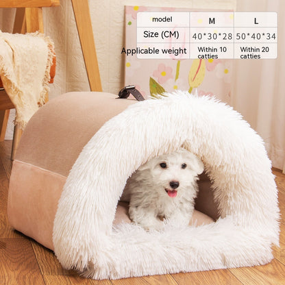 Splice Portable Pet Nest Portable Autumn And Winter Warm Dog Nest Moisture-proof Long Fur Cat Nest - Xmaker