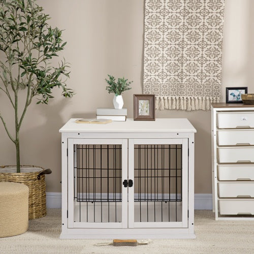 Small Kennel End Table With Two Open Sides And Lockable Door - Xmaker