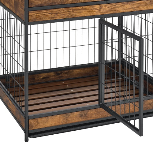 Furniture Dog Cage Double Door, Rustic Brown - Xmaker