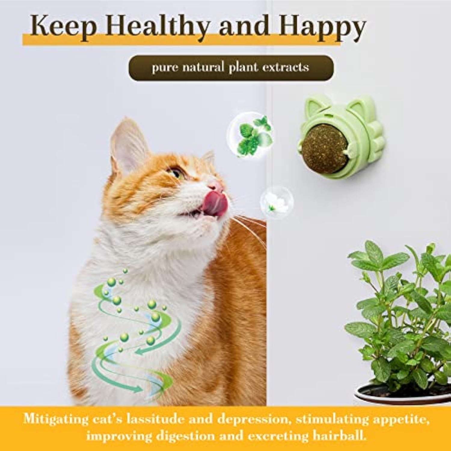 Catnip Balls That Stick On Wall Catnip Balls For Cat Catnip Toys For Cats Healthy Kitty Teeth Cleaning Dental Chew Toys Cat Wall Treats - Xmaker